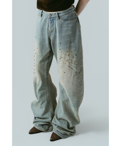 Knuth Marf(クヌースマーフ)の「studded draped denim pants(unisex)(デニムパンツ・レディース・ブラック/ブルー・SMALL/MEDIUM/X-SMALL)」の16枚目の写真