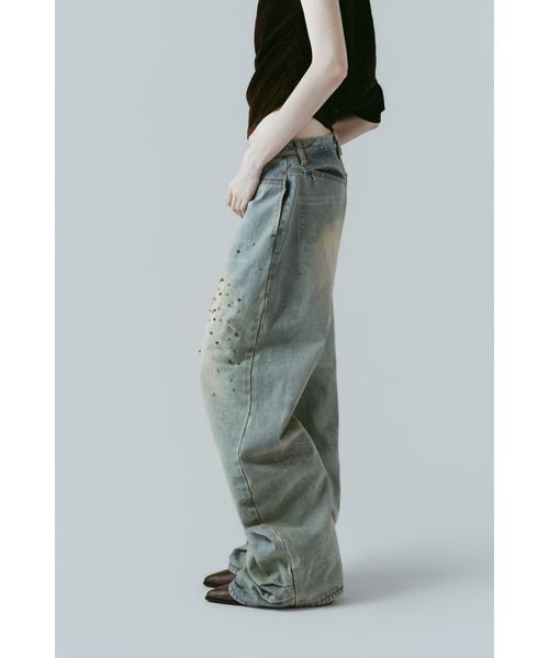 Knuth Marf(クヌースマーフ)の「studded draped denim pants(unisex)(デニムパンツ・レディース・ブラック/ブルー・SMALL/MEDIUM/X-SMALL)」の14枚目の写真