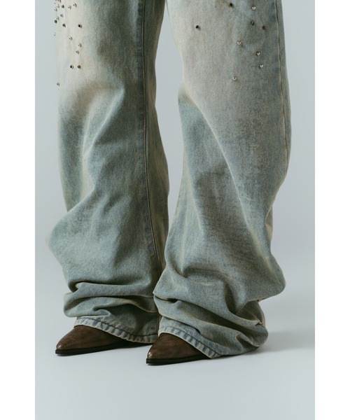 Knuth Marf(クヌースマーフ)の「studded draped denim pants(unisex)(デニムパンツ・レディース・ブラック/ブルー・SMALL/MEDIUM/X-SMALL)」の11枚目の写真