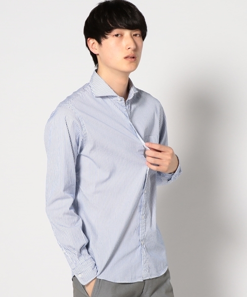 SHIPS(シップス)の「SC: SHIPS(シップス) 16SS ドビー織り ロンドンストライプ セミワイドカラー シャツ(シャツ/ブラウス・メンズ・ホワイト/ライトブルー/ネイビー/ダークブルー・SMALL/X-LARGE/MEDIUM/LARGE)」の1枚目の写真