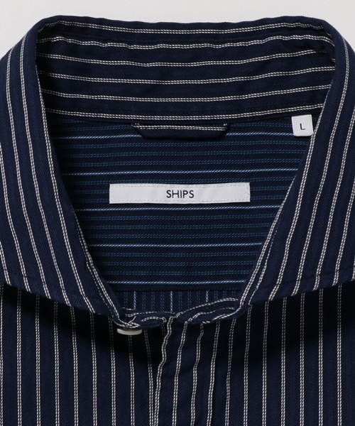 SHIPS(シップス)の「SC: SHIPS(シップス) 16SS ドビー織り ロンドンストライプ セミワイドカラー シャツ(シャツ/ブラウス・メンズ・ホワイト/ライトブルー/ネイビー/ダークブルー・SMALL/X-LARGE/MEDIUM/LARGE)」の6枚目の写真