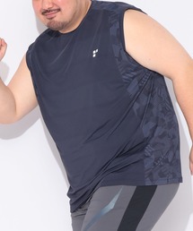 Tシャツ ノースリーブ メンズ 大きいサイズ ベア天竺 総柄プリント クルーネック タンクトップ EXCELLENT FINE (エクセレントファイン)
