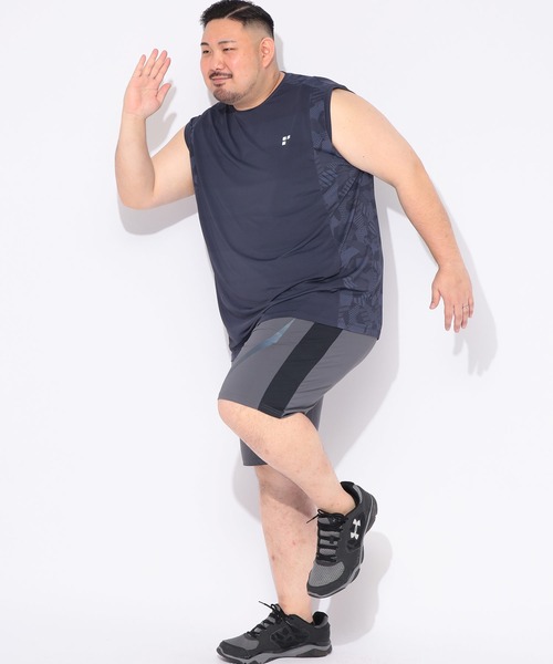 EXCELLENT FINE(エクセレント ファイン)の「Tシャツ ノースリーブ メンズ 大きいサイズ ベア天竺 総柄プリント クルーネック タンクトップ EXCELLENT FINE (エクセレントファイン)(Tシャツ/カットソー・メンズ・ネイビー/ダークグレー・X2(4L~5L)/X4(8L~9L)/X1(3L~4L)/X3(6L~7L))」の9枚目の写真