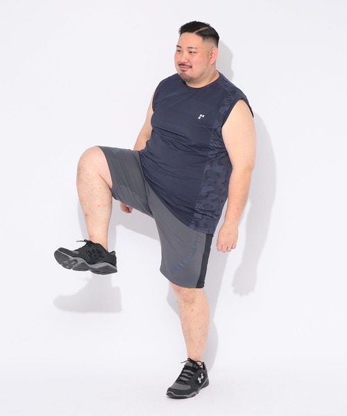 EXCELLENT FINE(エクセレント ファイン)の「Tシャツ ノースリーブ メンズ 大きいサイズ ベア天竺 総柄プリント クルーネック タンクトップ EXCELLENT FINE (エクセレントファイン)(Tシャツ/カットソー・メンズ・ネイビー/ダークグレー・X2(4L~5L)/X4(8L~9L)/X1(3L~4L)/X3(6L~7L))」の8枚目の写真