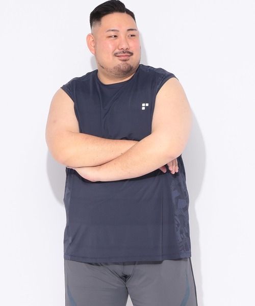 EXCELLENT FINE(エクセレント ファイン)の「Tシャツ ノースリーブ メンズ 大きいサイズ ベア天竺 総柄プリント クルーネック タンクトップ EXCELLENT FINE (エクセレントファイン)(Tシャツ/カットソー・メンズ・ネイビー/ダークグレー・X2(4L~5L)/X4(8L~9L)/X1(3L~4L)/X3(6L~7L))」の10枚目の写真