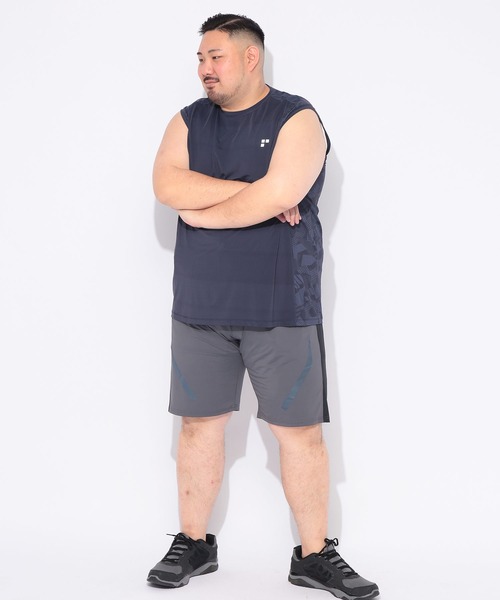 EXCELLENT FINE(エクセレント ファイン)の「Tシャツ ノースリーブ メンズ 大きいサイズ ベア天竺 総柄プリント クルーネック タンクトップ EXCELLENT FINE (エクセレントファイン)(Tシャツ/カットソー・メンズ・ネイビー/ダークグレー・X2(4L~5L)/X4(8L~9L)/X1(3L~4L)/X3(6L~7L))」の6枚目の写真