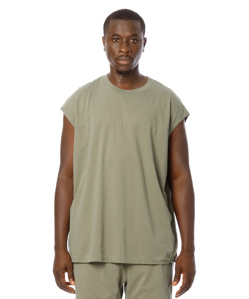 Sandinista(サンディニスタ)の「Overdyed Football Sleeveless Top / 後染めフットボールスリーブレストップ(Tシャツ/カットソー・メンズ・オレンジ系その他/ホワイト/ベージュ系その他/ネイビー・SMALL/MEDIUM/LARGE)」の3枚目の写真