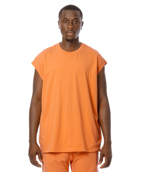 Sandinista(サンディニスタ)の「Overdyed Football Sleeveless Top / 後染めフットボールスリーブレストップ(Tシャツ/カットソー・メンズ・オレンジ系その他/ホワイト/ベージュ系その他/ネイビー・SMALL/MEDIUM/LARGE)」の4枚目の写真