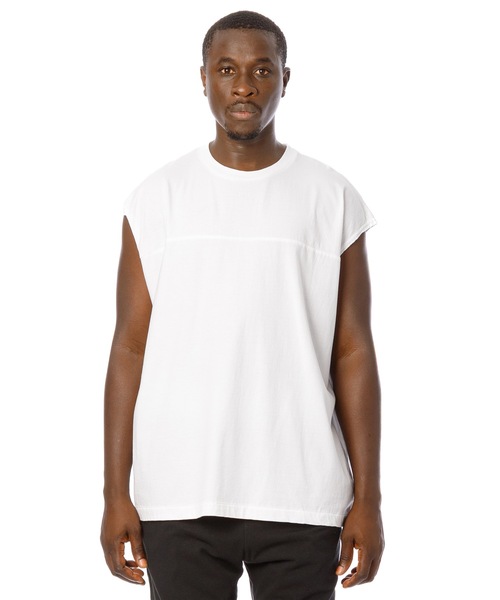 Sandinista(サンディニスタ)の「Overdyed Football Sleeveless Top / 後染めフットボールスリーブレストップ(Tシャツ/カットソー・メンズ・オレンジ系その他/ホワイト/ベージュ系その他/ネイビー・SMALL/MEDIUM/LARGE)」の2枚目の写真
