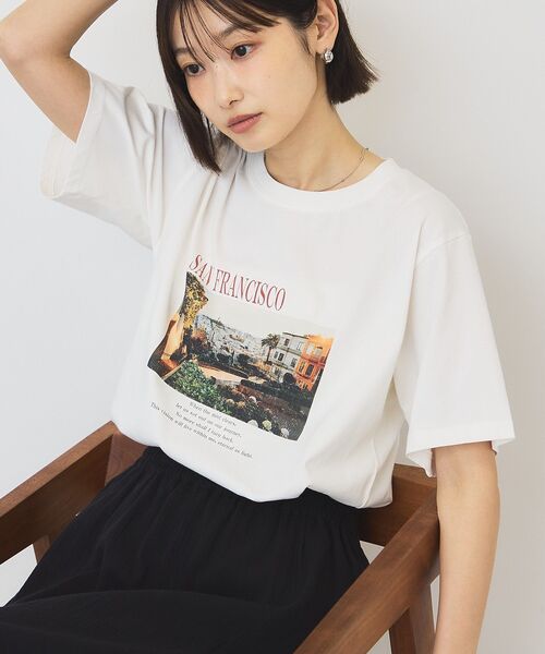 AMERICAN HOLIC（アメリカンホリック）の「SANFRANCISCO ロゴ＆フォトTシャツ（Tシャツ/カットソー・レディース・ホワイト系その他/チャコールグレー/オフホワイト・L/M）」の2枚目の写真