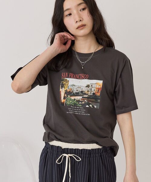AMERICAN HOLIC（アメリカンホリック）の「SANFRANCISCO ロゴ＆フォトTシャツ（Tシャツ/カットソー・レディース・ホワイト系その他/チャコールグレー/オフホワイト・L/M）」の11枚目の写真
