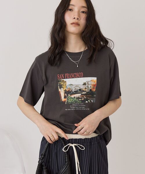 AMERICAN HOLIC（アメリカンホリック）の「SANFRANCISCO ロゴ＆フォトTシャツ（Tシャツ/カットソー・レディース・ホワイト系その他/チャコールグレー/オフホワイト・L/M）」の12枚目の写真