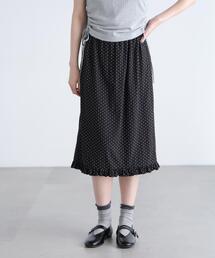 ◆裾フリルドットミディスカート