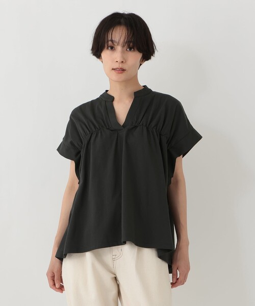 Afternoon Tea(アフタヌーンティー)の「シャーリングスキッパープルオーバー(Tシャツ/カットソー・レディース・ライトグレー/チャコールグレー・MEDIUM)」の2枚目の写真