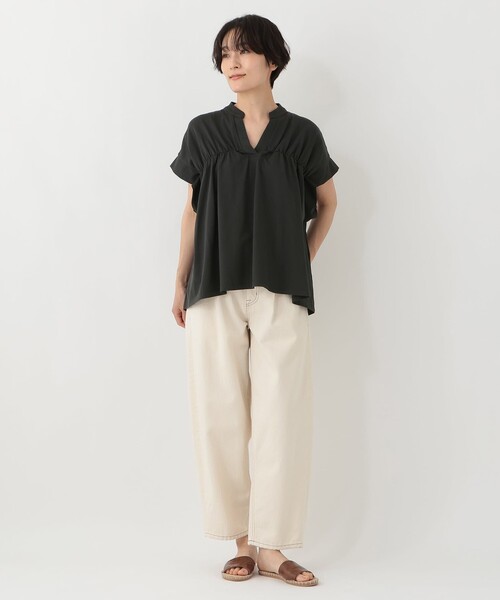Afternoon Tea(アフタヌーンティー)の「シャーリングスキッパープルオーバー(Tシャツ/カットソー・レディース・ライトグレー/チャコールグレー・MEDIUM)」の3枚目の写真