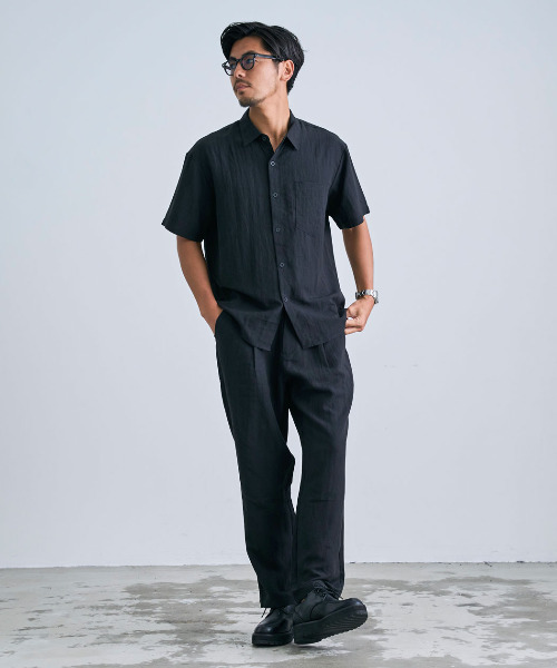 BENUSTA（ベヌスタ）の「『BENUSTA/ベヌスタ』リネン混セットアップ【GC】（セットアップ・メンズ・ブラウン/ブラック・L/XL/M）」の4枚目の写真