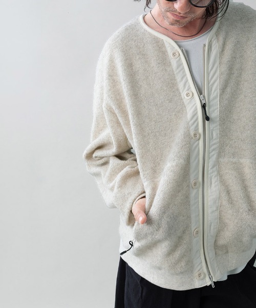 EGO TRIPPING(エゴトリッピング)の「mj11642-WOOL BOA-LINER JACKET ウールボアブルゾン(666707)(ノーカラージャケット・メンズ・ブラック/アイボリー/杢グレー・48/46)」の13枚目の写真