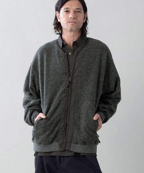 EGO TRIPPING(エゴトリッピング)の「mj11642-WOOL BOA-LINER JACKET ウールボアブルゾン(666707)(ノーカラージャケット・メンズ・ブラック/アイボリー/杢グレー・48/46)」の14枚目の写真