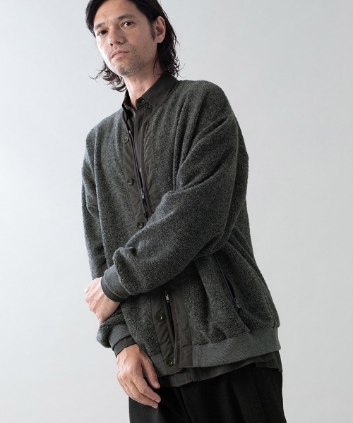 EGO TRIPPING(エゴトリッピング)の「mj11642-WOOL BOA-LINER JACKET ウールボアブルゾン(666707)(ノーカラージャケット・メンズ・ブラック/アイボリー/杢グレー・48/46)」の15枚目の写真