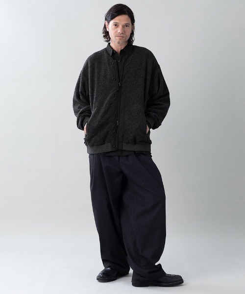 EGO TRIPPING(エゴトリッピング)の「mj11642-WOOL BOA-LINER JACKET ウールボアブルゾン(666707)(ノーカラージャケット・メンズ・ブラック/アイボリー/杢グレー・48/46)」の17枚目の写真