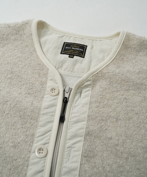 EGO TRIPPING(エゴトリッピング)の「mj11642-WOOL BOA-LINER JACKET ウールボアブルゾン(666707)(ノーカラージャケット・メンズ・ブラック/アイボリー/杢グレー・48/46)」の22枚目の写真