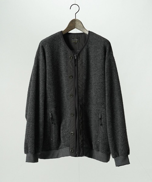 EGO TRIPPING(エゴトリッピング)の「mj11642-WOOL BOA-LINER JACKET ウールボアブルゾン(666707)(ノーカラージャケット・メンズ・ブラック/アイボリー/杢グレー・48/46)」の7枚目の写真
