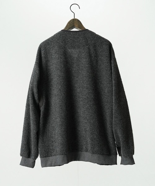 EGO TRIPPING(エゴトリッピング)の「mj11642-WOOL BOA-LINER JACKET ウールボアブルゾン(666707)(ノーカラージャケット・メンズ・ブラック/アイボリー/杢グレー・48/46)」の8枚目の写真