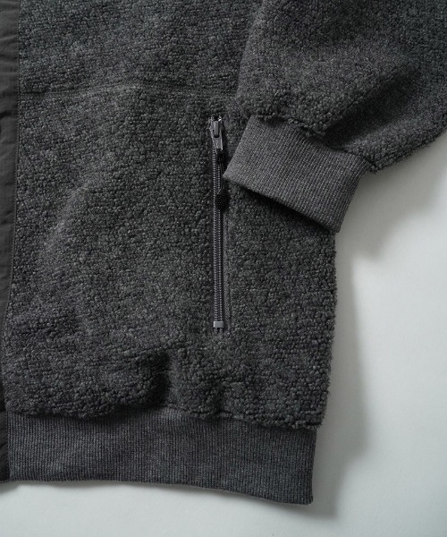 EGO TRIPPING(エゴトリッピング)の「mj11642-WOOL BOA-LINER JACKET ウールボアブルゾン(666707)(ノーカラージャケット・メンズ・ブラック/アイボリー/杢グレー・48/46)」の11枚目の写真