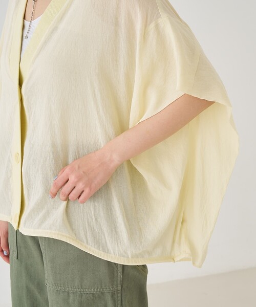 collex(コレックス)の「異素材コンビカーデブラウス(シャツ/ブラウス・レディース・レモンイエロー/ブラック/サックスブルー・フリー)」の7枚目の写真