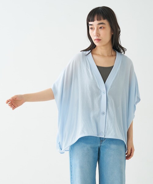 collex(コレックス)の「異素材コンビカーデブラウス(シャツ/ブラウス・レディース・レモンイエロー/ブラック/サックスブルー・フリー)」の11枚目の写真
