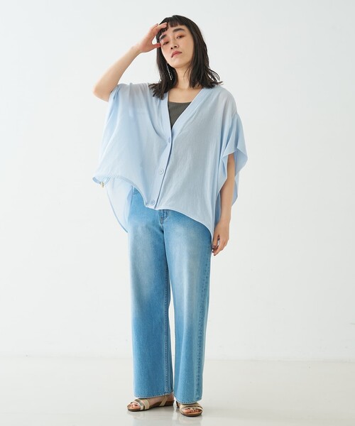 collex(コレックス)の「異素材コンビカーデブラウス(シャツ/ブラウス・レディース・レモンイエロー/ブラック/サックスブルー・フリー)」の15枚目の写真