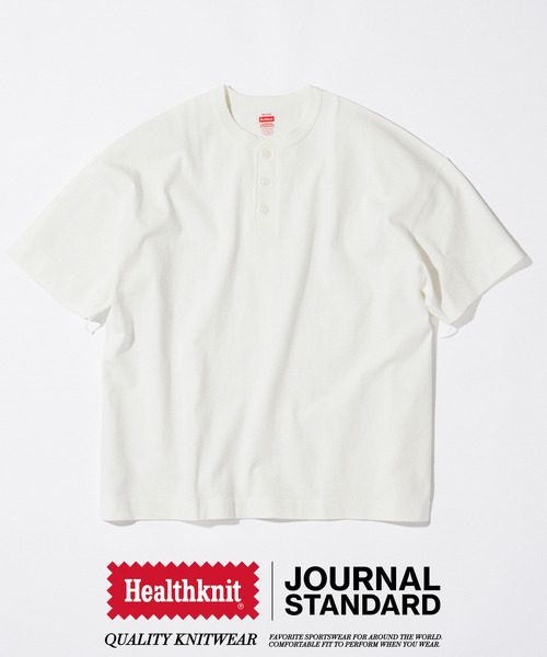 Healthknit（ヘルスニット）の「Healthknit / ヘルスニット 別注 ヘンリーネックTシャツ（Tシャツ/カットソー・メンズ・チャコールグレー/ホワイト/ブラック系その他/ブラウン・MEDIUM/LARGE）」の2枚目の写真