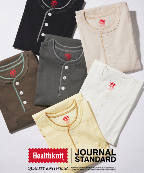 Healthknit（ヘルスニット）の「Healthknit / ヘルスニット 別注 ヘンリーネックTシャツ（Tシャツ/カットソー・メンズ・チャコールグレー/ホワイト/ブラック系その他/ブラウン・MEDIUM/LARGE）」の16枚目の写真