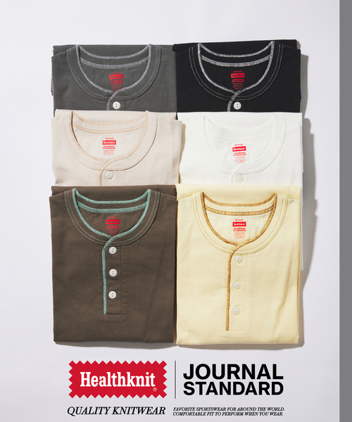 Healthknit（ヘルスニット）の「Healthknit / ヘルスニット 別注 ヘンリーネックTシャツ（Tシャツ/カットソー・メンズ・チャコールグレー/ホワイト/ブラック系その他/ブラウン・MEDIUM/LARGE）」の17枚目の写真