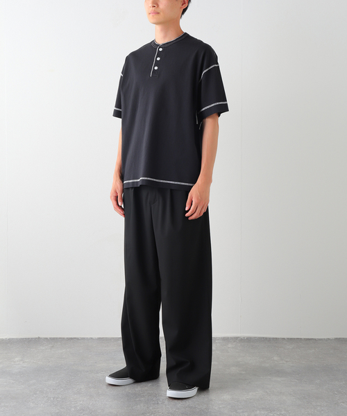 Healthknit(ヘルスニット)の「Healthknit / ヘルスニット 別注 ヘンリーネックTシャツ(Tシャツ/カットソー・メンズ・チャコールグレー/ホワイト/ブラック系その他/ブラウン・MEDIUM/LARGE)」の13枚目の写真