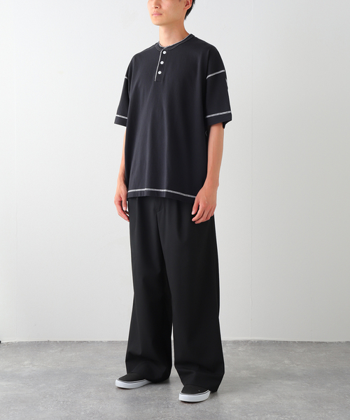 Healthknit(ヘルスニット)の「Healthknit / ヘルスニット 別注 ヘンリーネックTシャツ(Tシャツ/カットソー・メンズ・チャコールグレー/ホワイト/ブラック系その他/ブラウン・MEDIUM/LARGE)」の14枚目の写真