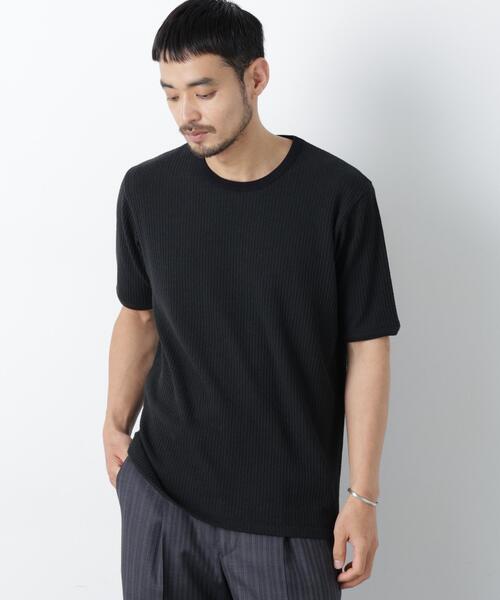 NANO universe(ナノユニバース)の「強撚ループヤーン針抜きリンガーTEE(Tシャツ/カットソー・メンズ・ブラウン/チャコール/ベージュ系その他・L/M)」の5枚目の写真