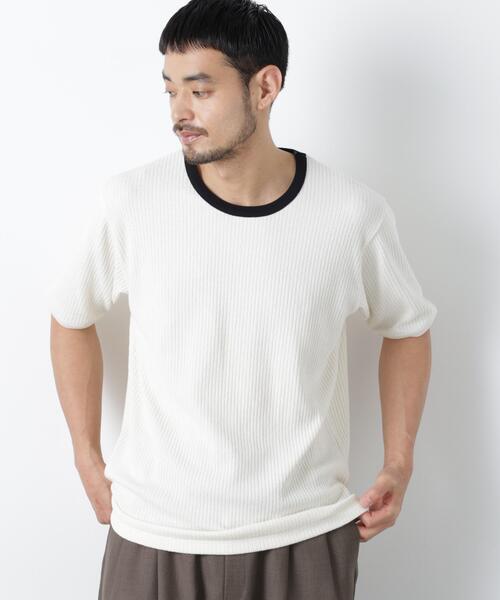 NANO universe(ナノユニバース)の「強撚ループヤーン針抜きリンガーTEE(Tシャツ/カットソー・メンズ・ブラウン/チャコール/ベージュ系その他・L/M)」の17枚目の写真