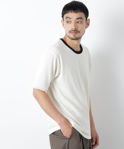 NANO universe(ナノユニバース)の「強撚ループヤーン針抜きリンガーTEE(Tシャツ/カットソー・メンズ・ブラウン/チャコール/ベージュ系その他・L/M)」の18枚目の写真