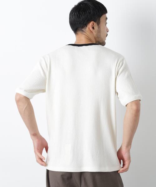 NANO universe(ナノユニバース)の「強撚ループヤーン針抜きリンガーTEE(Tシャツ/カットソー・メンズ・ブラウン/チャコール/ベージュ系その他・L/M)」の19枚目の写真