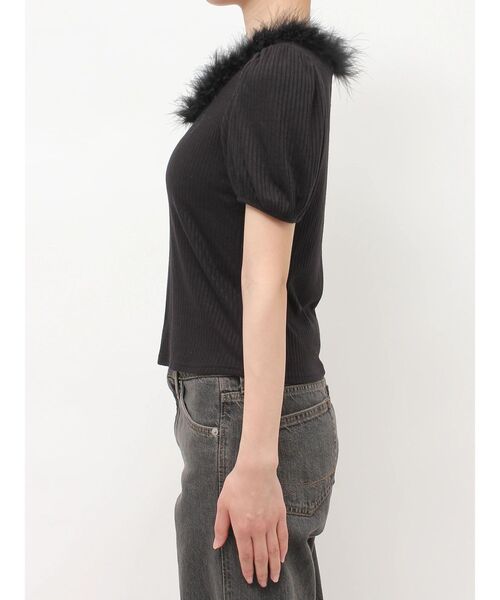 jouetie(ジュエティ)の「フェザードッキングトップス(Tシャツ/カットソー・レディース・ピンク/アイボリー/ブラック・FREE)」の18枚目の写真