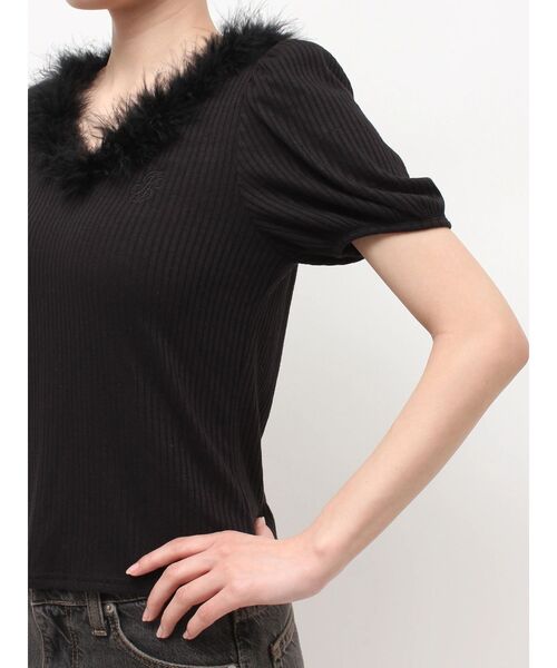 jouetie(ジュエティ)の「フェザードッキングトップス(Tシャツ/カットソー・レディース・ピンク/アイボリー/ブラック・FREE)」の21枚目の写真