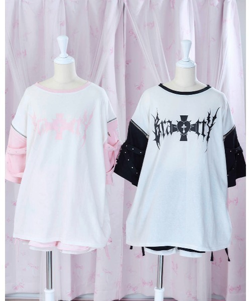 mine by LAFARY（マインバイラファリー）の「BrattYジップTシャツ（Tシャツ/カットソー・レディース・ブラック/ピンク・FREE）」の5枚目の写真