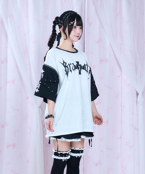 mine by LAFARY（マインバイラファリー）の「BrattYジップTシャツ（Tシャツ/カットソー・レディース・ブラック/ピンク・FREE）」の15枚目の写真