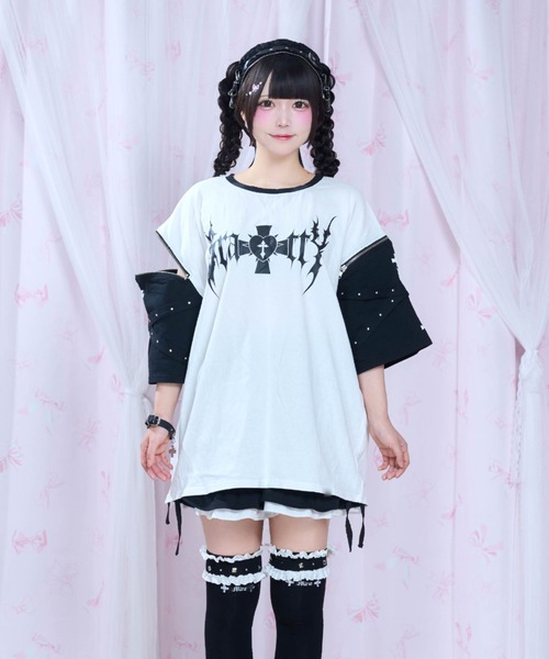 mine by LAFARY（マインバイラファリー）の「BrattYジップTシャツ（Tシャツ/カットソー・レディース・ブラック/ピンク・FREE）」の13枚目の写真