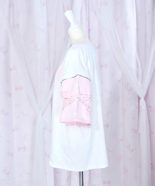 mine by LAFARY（マインバイラファリー）の「BrattYジップTシャツ（Tシャツ/カットソー・レディース・ブラック/ピンク・FREE）」の6枚目の写真