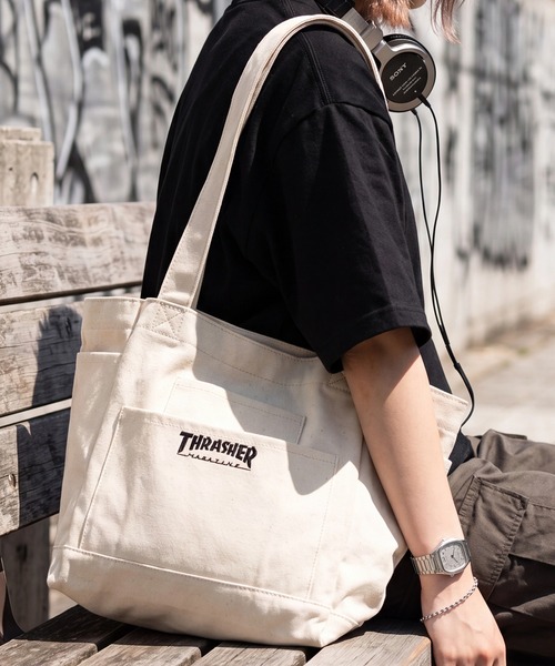 THRASHER（スラッシャー）の「【THRASHER/スラッシャー】キャンバス アウトポケット トートバッグ（トートバッグ・メンズ・アイボリー系2/アイボリー系1・FREE）」の3枚目の写真