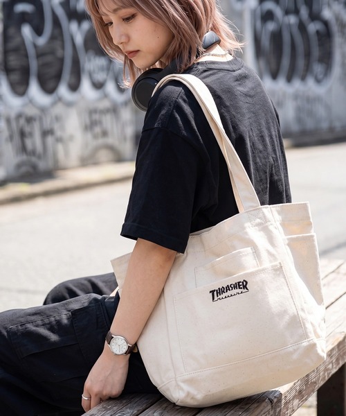 THRASHER（スラッシャー）の「【THRASHER/スラッシャー】キャンバス アウトポケット トートバッグ（トートバッグ・メンズ・アイボリー系2/アイボリー系1・FREE）」の5枚目の写真