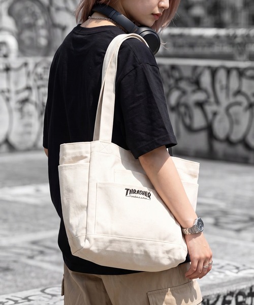 THRASHER（スラッシャー）の「【THRASHER/スラッシャー】キャンバス アウトポケット トートバッグ（トートバッグ・メンズ・アイボリー系2/アイボリー系1・FREE）」の6枚目の写真