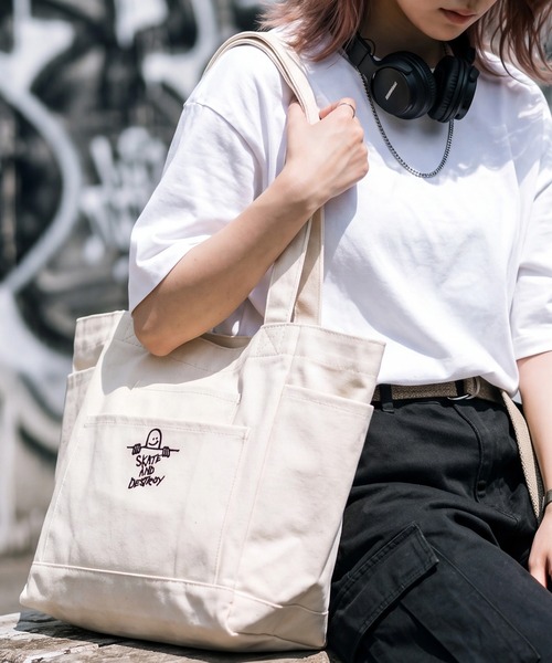 THRASHER（スラッシャー）の「【THRASHER/スラッシャー】キャンバス アウトポケット トートバッグ（トートバッグ・メンズ・アイボリー系2/アイボリー系1・FREE）」の9枚目の写真
